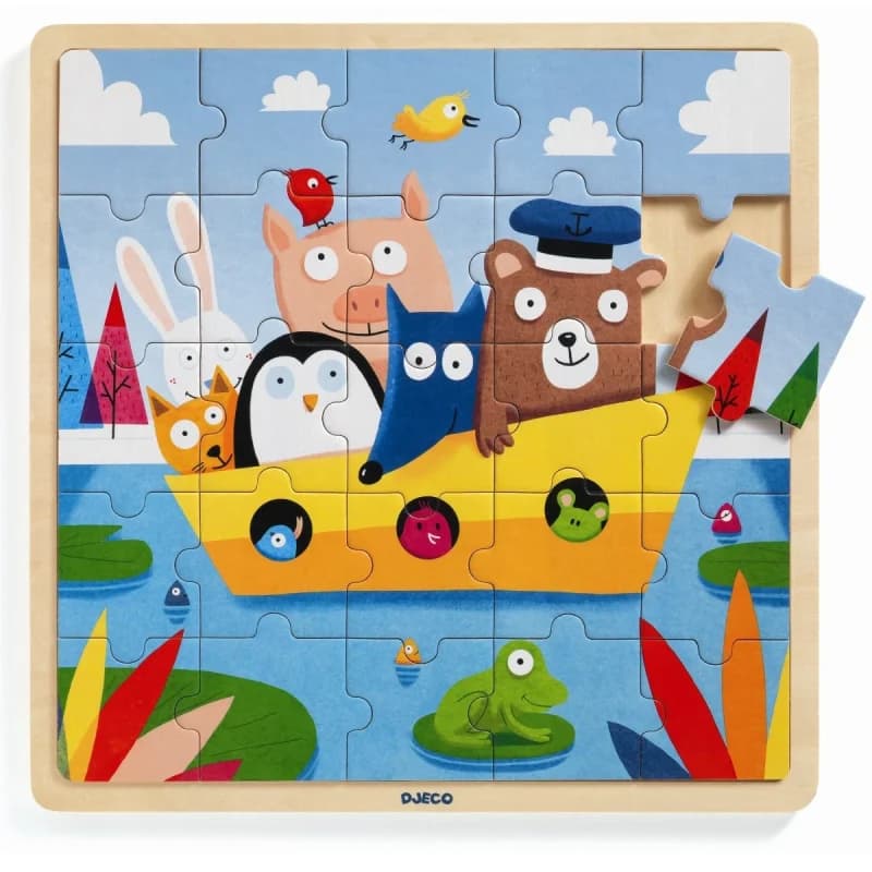 Djeco Træpuslespil i ramme, Til Søs 25 brikker