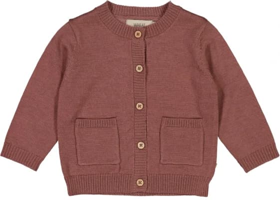 Wheat - Cardigan Strik 100% Merino Rose Brown