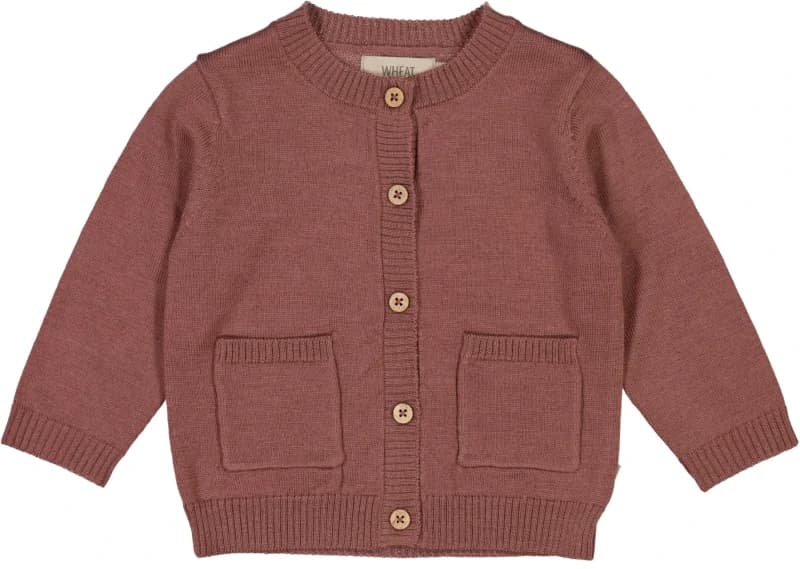 Wheat - Cardigan Strik 100% Merino Rose Brown