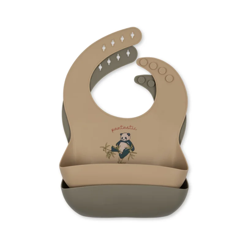 Konges Sløjd - Silikone Hagesmæk 2-pak - Panda